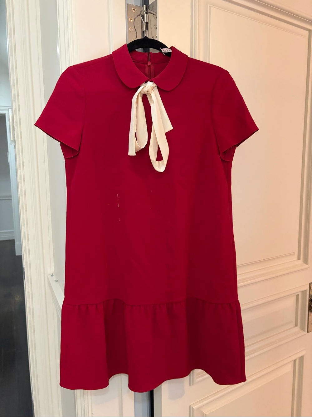Woman Red Valentino Dress with Cream Bow Collar (dirty)